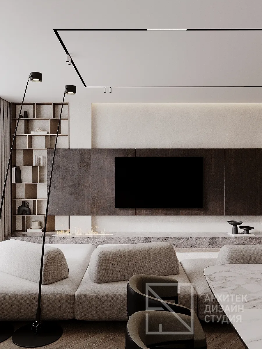 Дизайн интерьера квартиры в г. Абакан по ул. Авиаторов 1В/2 - Гостиная-кухня - Фото 7